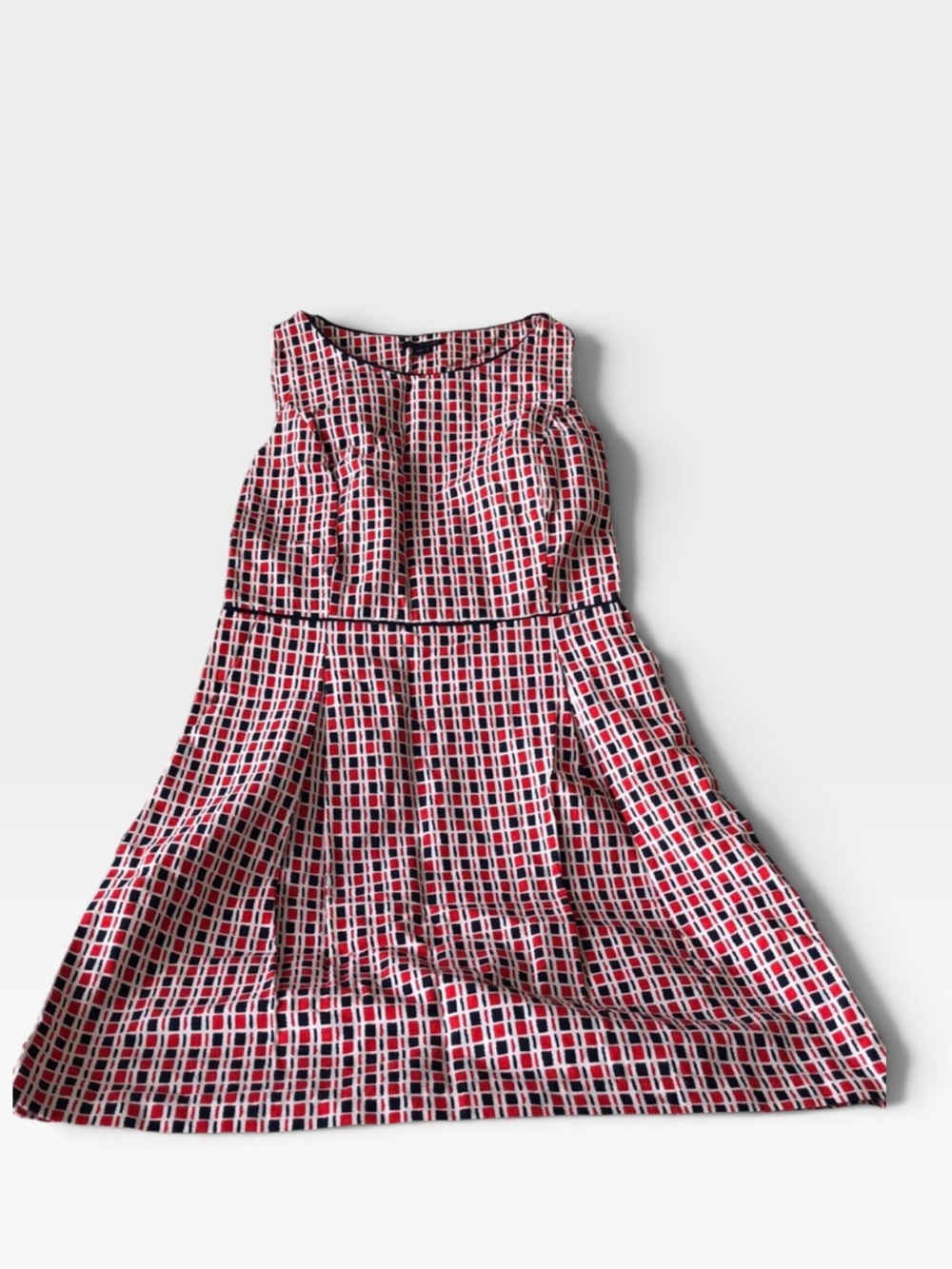 Tommy Hilfiger Red & Navy Grid Fit-and-Flare Dress